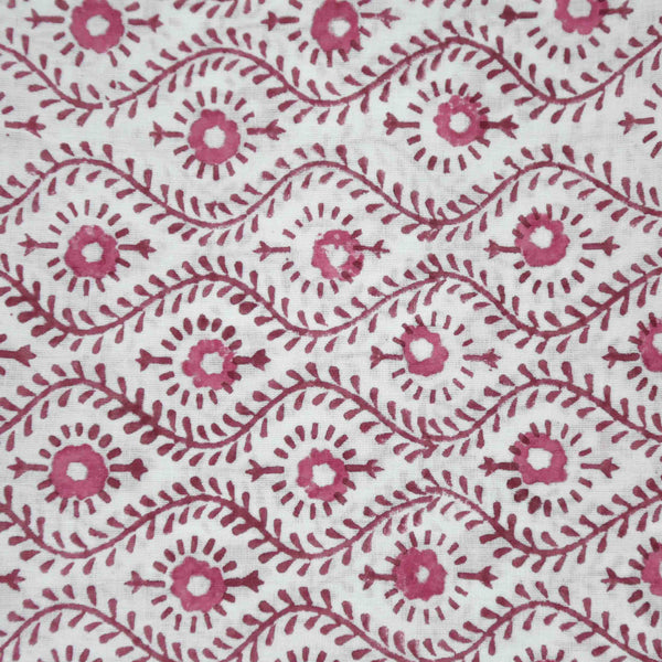 Close up of red block printed swimsuit cover up fabric