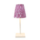 Pink block printed lampshade on Poldina Pro cordless lamp