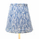 Blue and white block printed lampshade on Poldina Pro cordless lamp