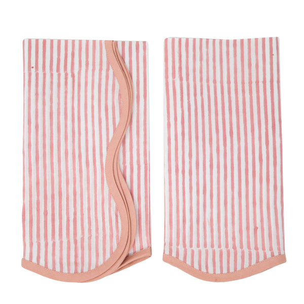 Set of peach and white striped napkins