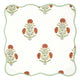 Red floral block printed napkin with green piping