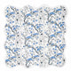 Blue floral block printed napkin with white piping