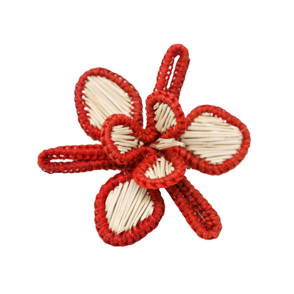 Red woven orchid flower napkin ring