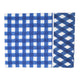Blue and white gingham tablecloth