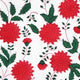Close up of red, white and green block printed floral pattern