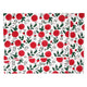 Red and white floral rectangular tablecloth