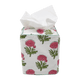 Pink and green floral tissue box cover